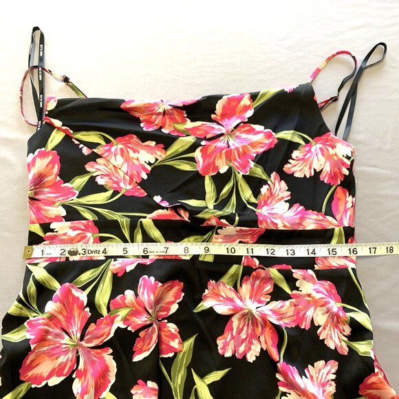 NWT Anne Klein Women Black Pink Floral Tiered Sleeveless Maxi Dress Prom Size 8 - Picture 7 of 12